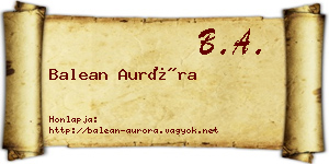 Balean Auróra névjegykártya